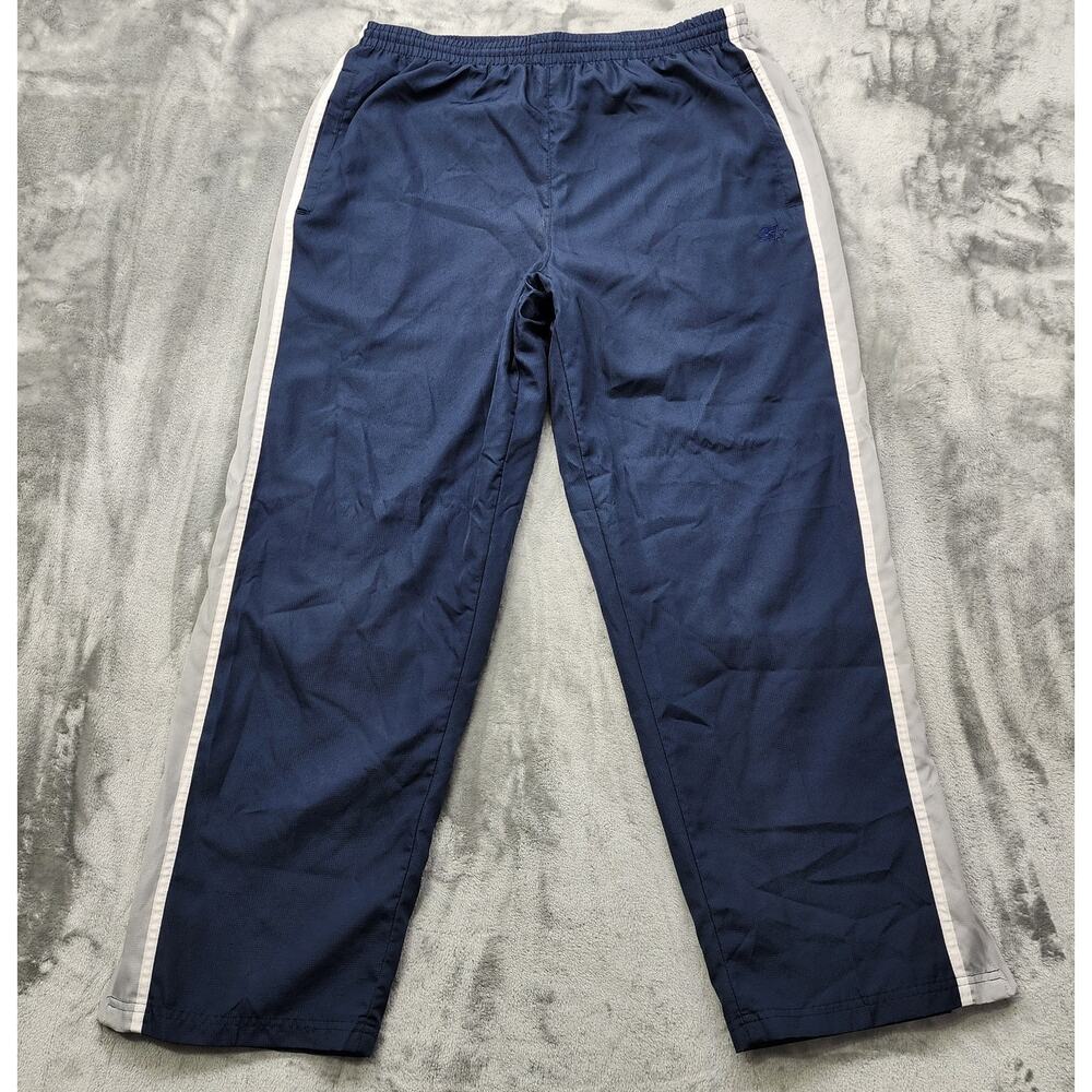 Vintage Starter Track Pants Mens L (36-38) Blue Gray Side Stripe Zip Hem Running